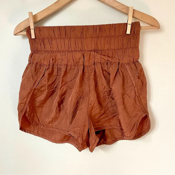 Free People Movement The Way Home Athletic Shorts Rust  Brown - Picture 1 of 6